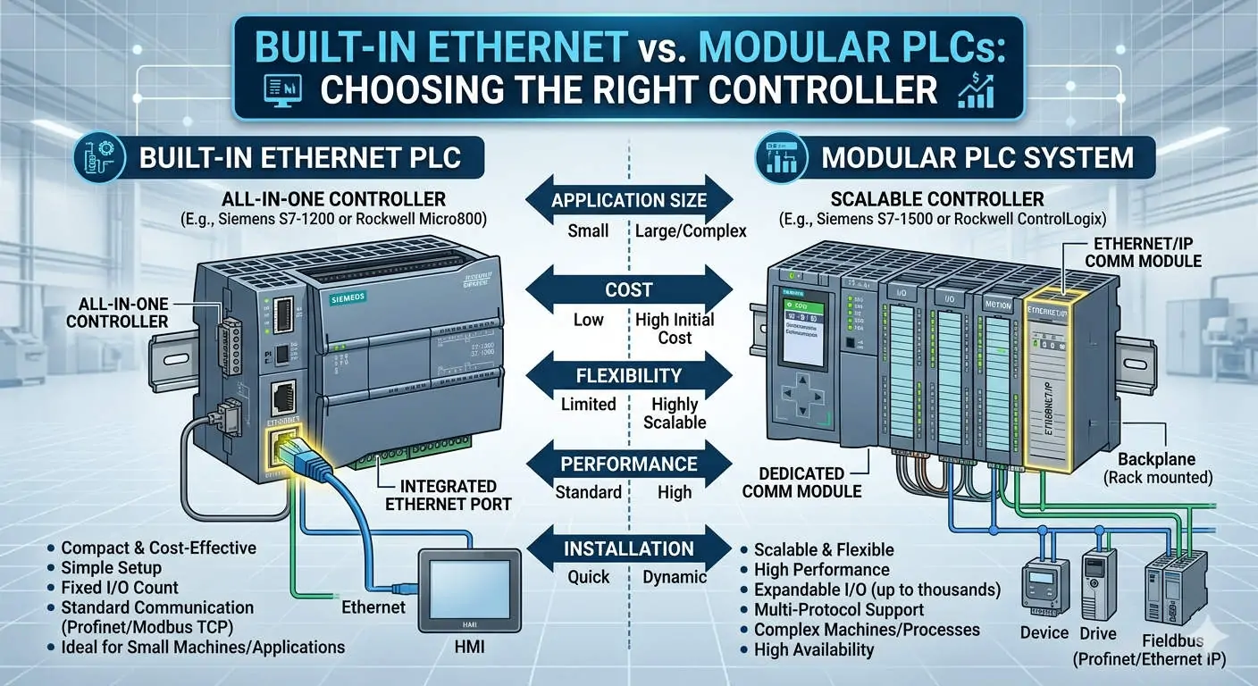 Built-in Ethernet vs. Modular PLCs Choosing the Right Controller