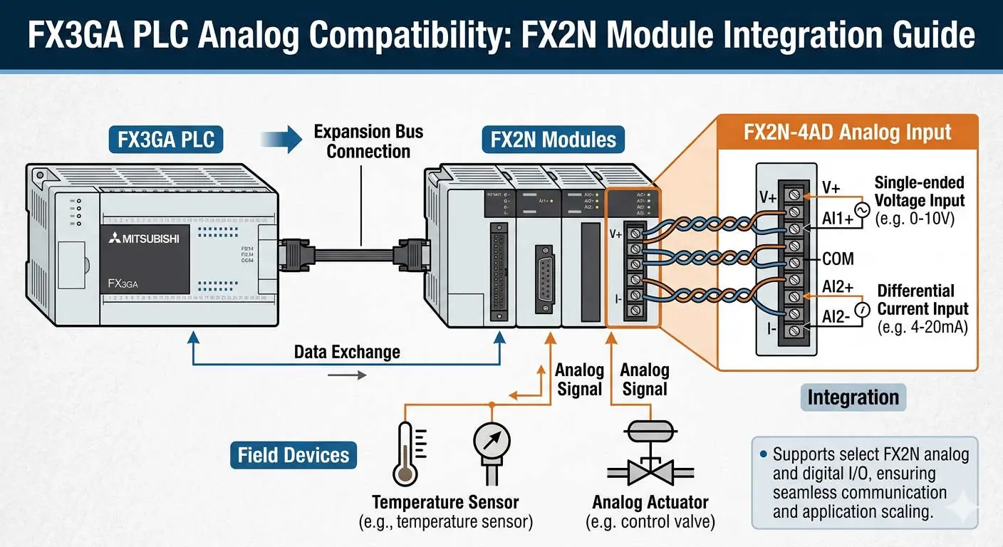 FX3GA PLC Analog Compatibility FX2N Module Integration Guide