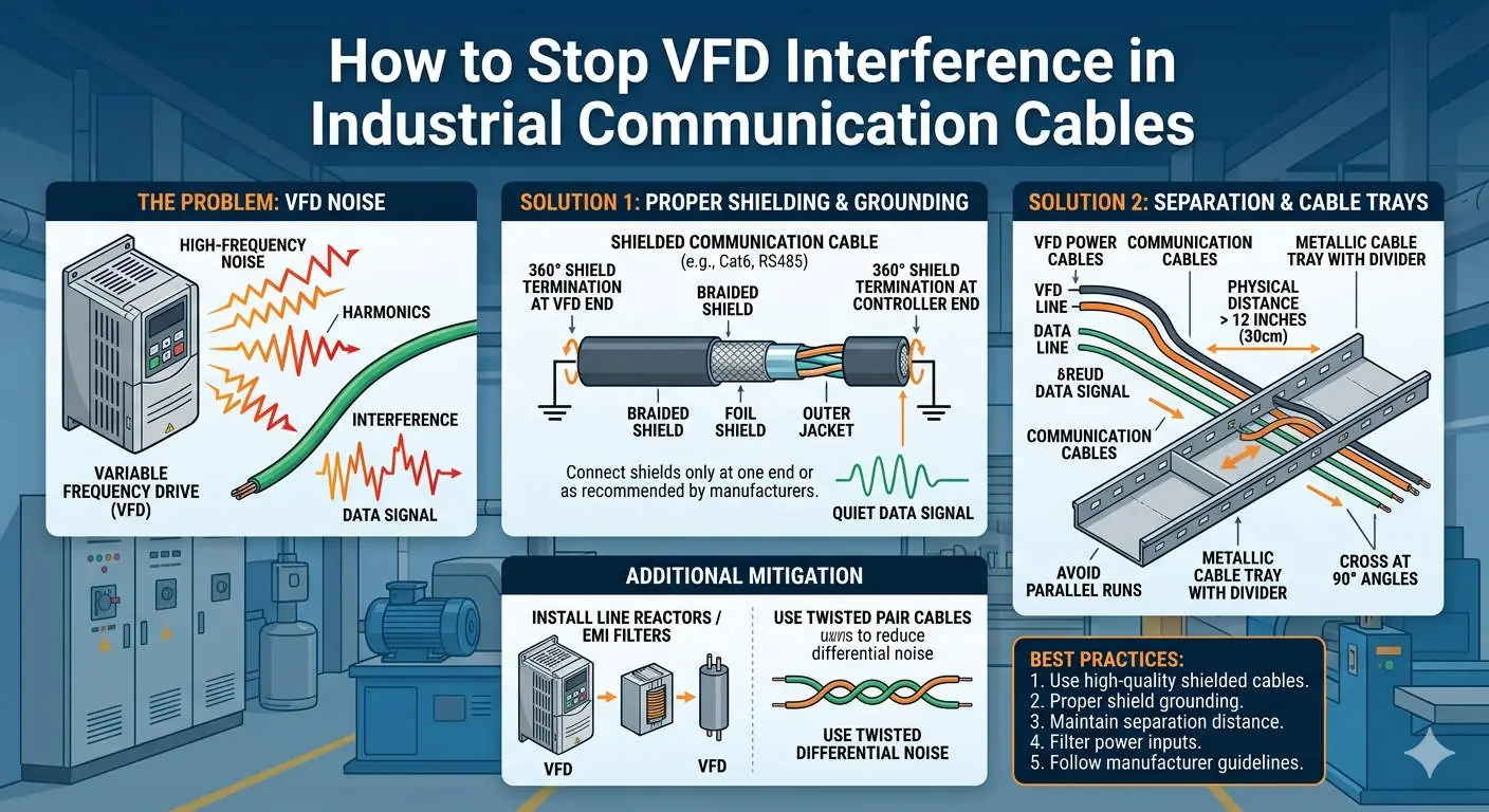 How to Stop VFD Interference in Industrial Communication Cables