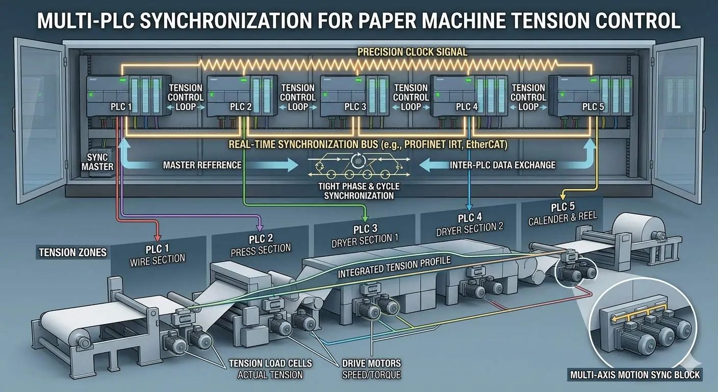 Multi-PLC Synchronization for Paper Machine Tension Control