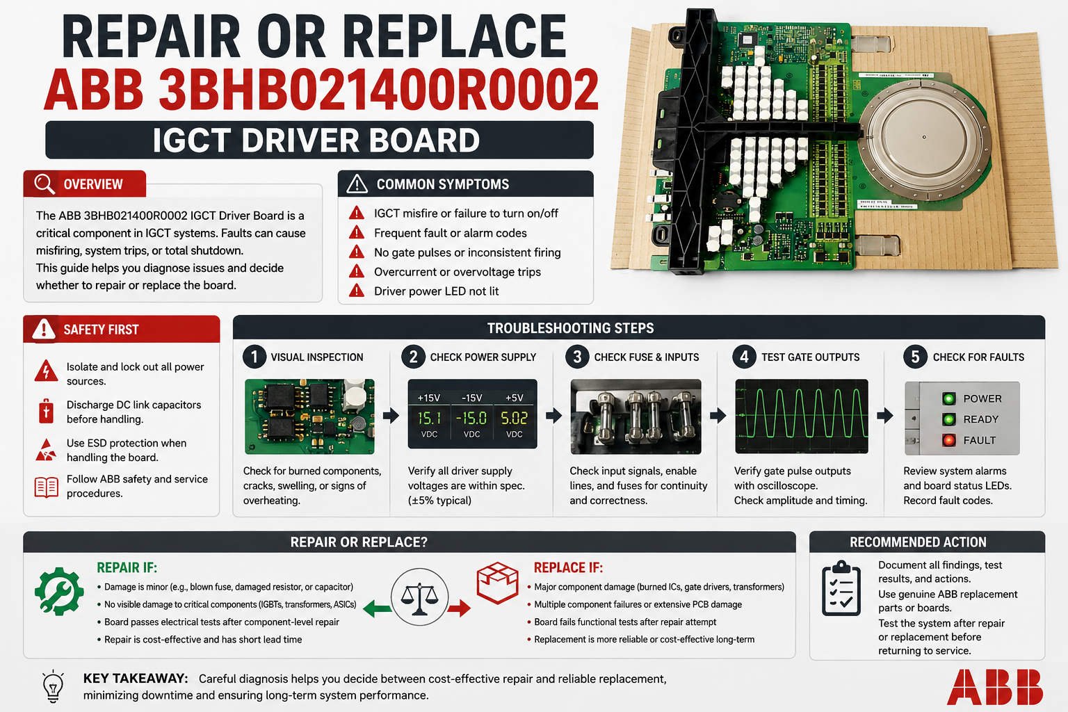 Repair or Replace ABB 3BHB021400R0002 IGCT Driver Board