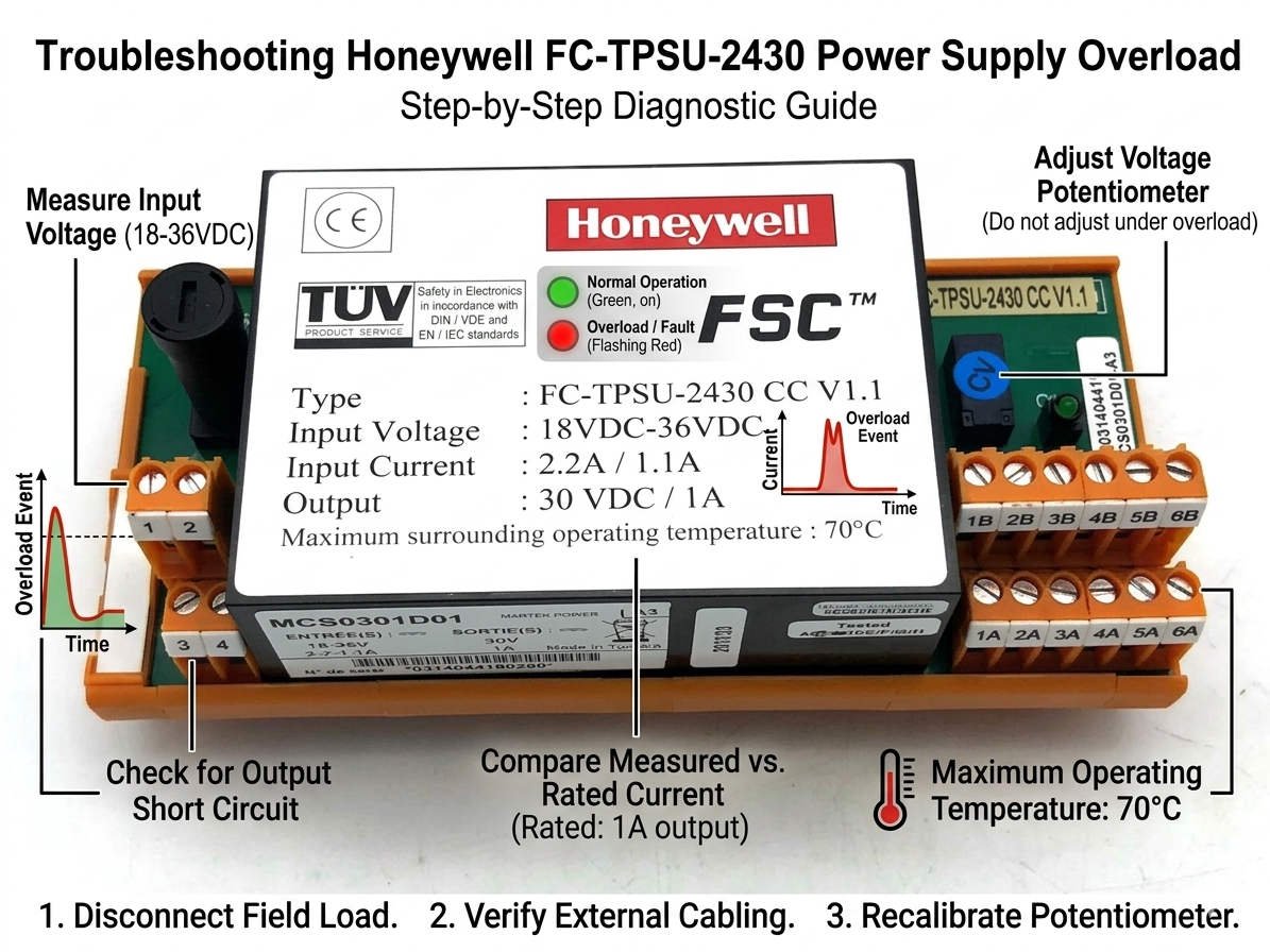 Troubleshooting Honeywell FC-TPSU-2430 Power Supply Overload