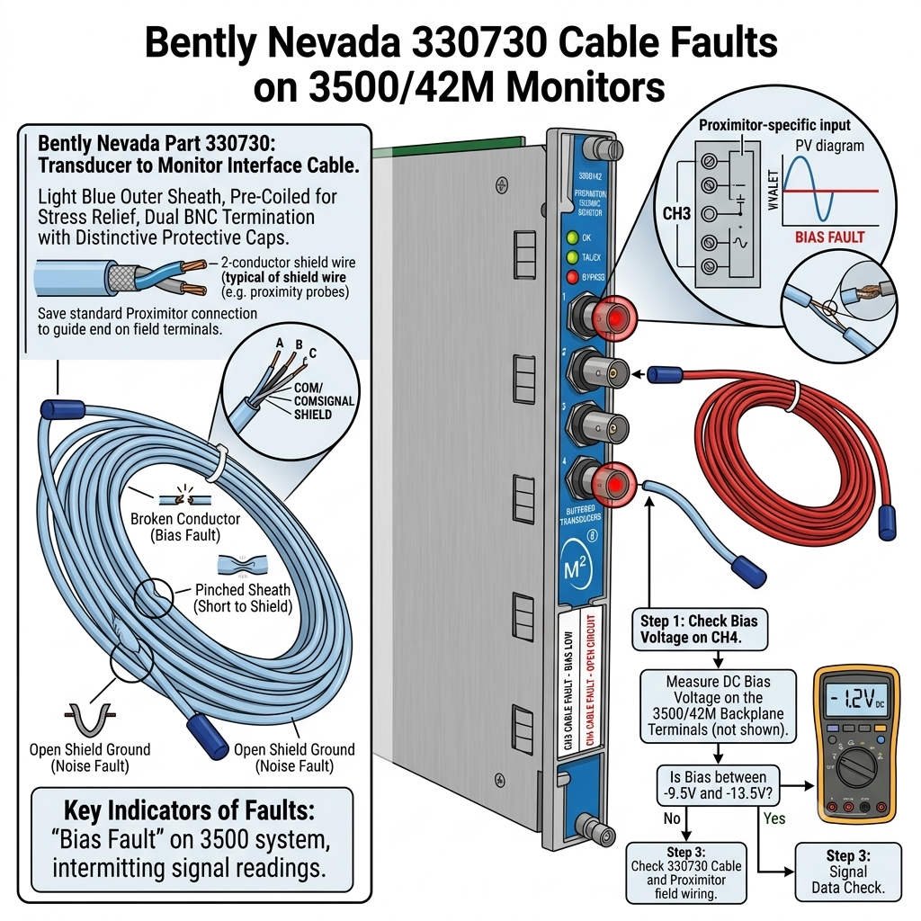 Bently Nevada 330730 Cable Faults on 3500-42M Monitors