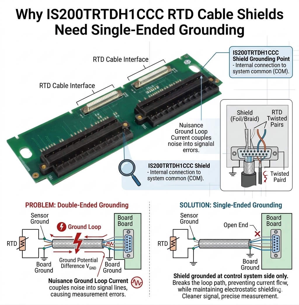 Why IS200TRTDH1CCC RTD Cable Shields Need Single-Ended Grounding